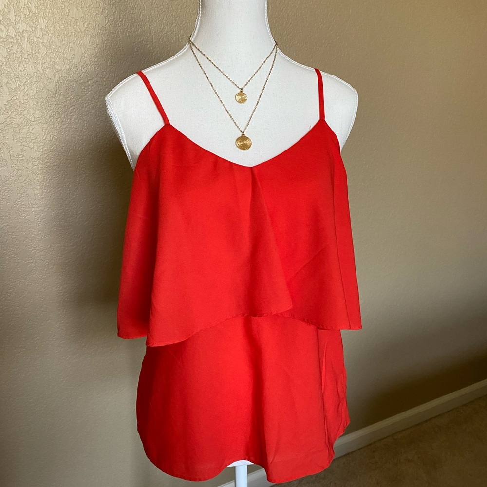 Forever 21 Red Tiered Sleeveless Camisole